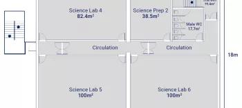 Algeco Three-Storey Science Building with Toilets - First Floorplan