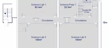 Algeco Three-Storey Science Building with Toilets - Ground Floorplan