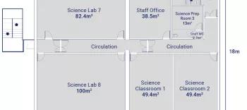 Algeco Three-Storey Science Building with Toilets - Second Floorplan