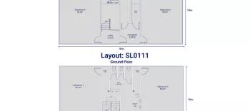 Two-storey building comprising of 4 classrooms, 5 store rooms, male and female toilets including staff toilets and lobby entrance.