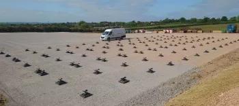 JackPad - Reusable Foundations Pads laid out ready for Algeco UK Site Accommodation