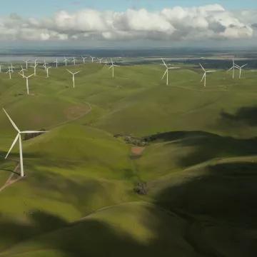 Landscape showing wind turbines