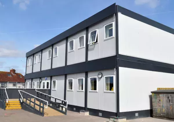 exterior view of Minerva Primary Academy modular school building