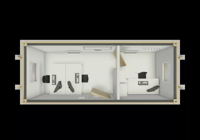 Algeco Anti Vandal Office with partition 20x8 floor plan