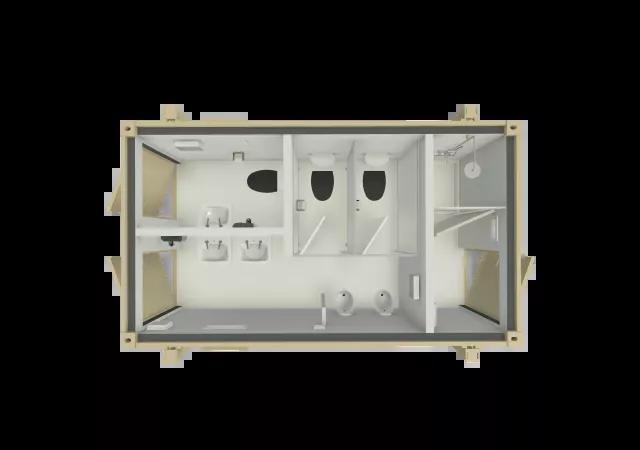 Algeco Anti Vandal Toilet and Shower 16x9 floor plan