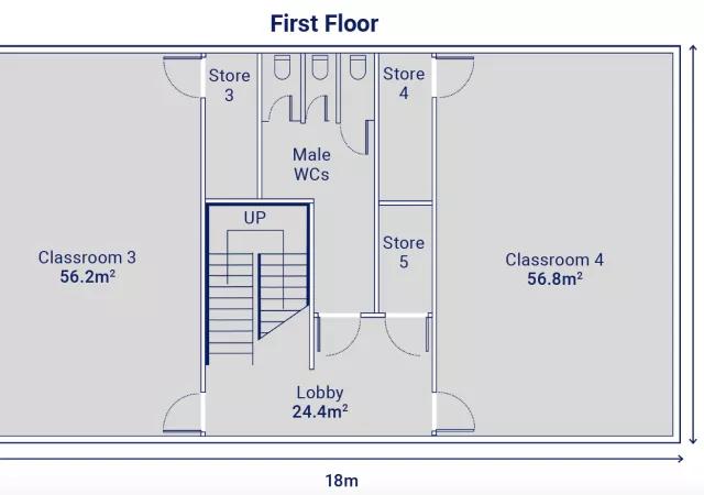 Algeco Two-Storey 4 Classroom Building with Toilets - first floorplan