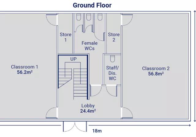 Algeco Two-Storey 4 Classroom Building with Toilets - ground floorplan