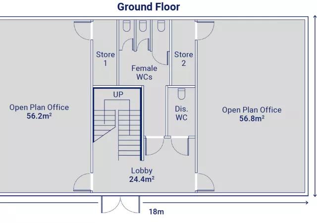 Algeco Two-Storey 4 Office Building with Toilets ground Floorplan