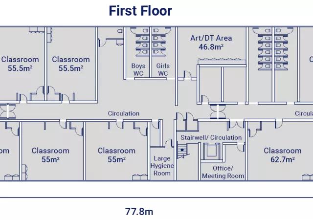 Algeco Large Primary School Building - First floorplan