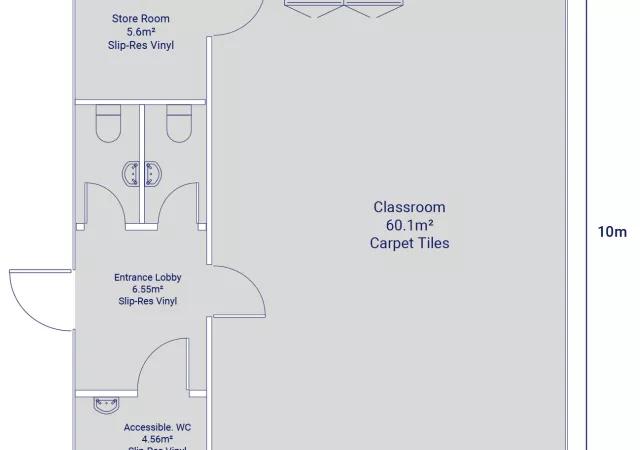 Algeco Single-Storey Classroom with toilets Floorplan