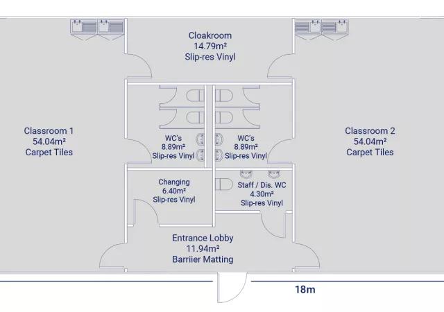 Algeco Single-Storey 2 Classroom building with toilets