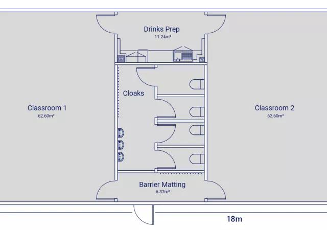 Algeco Single-Storey Classroom with toilets Floor plan