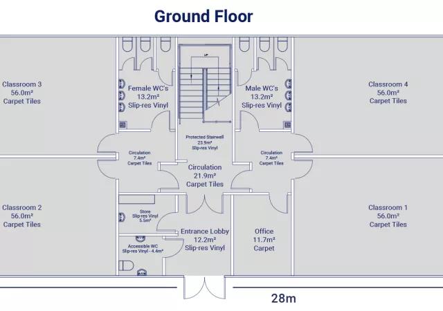 Two-Storey Classroom Building with Toilets - Ground Floorplan