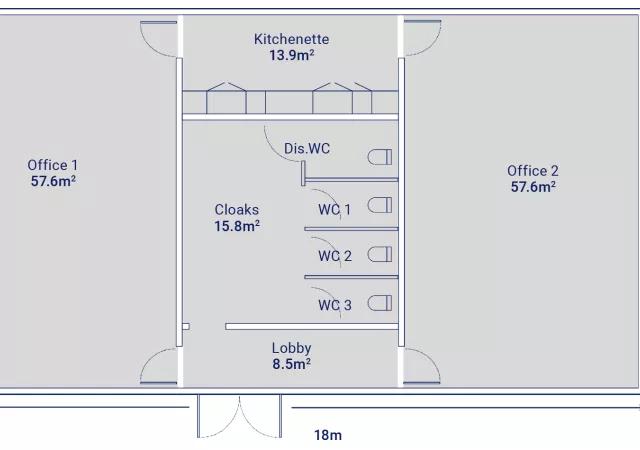Algeco Single-Storey Office and Welfare Building Floor Plan