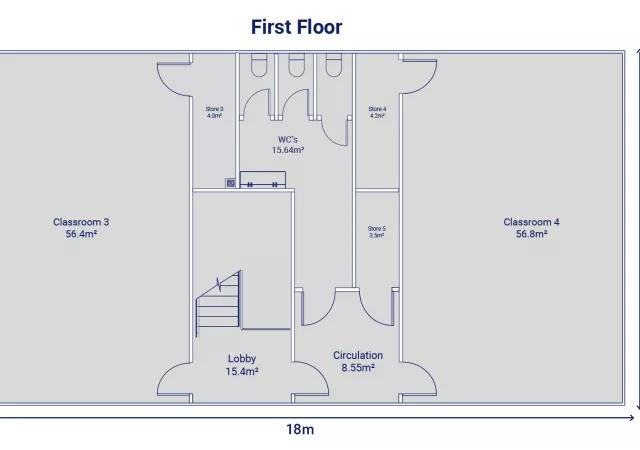 Algeco Two-Storey Classroom Building with Toilets - First Floorplan