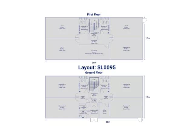 Two-storey building comprising of 5 classrooms, 3 ICT classrooms with ICT office, male & female toilets, office, store room.