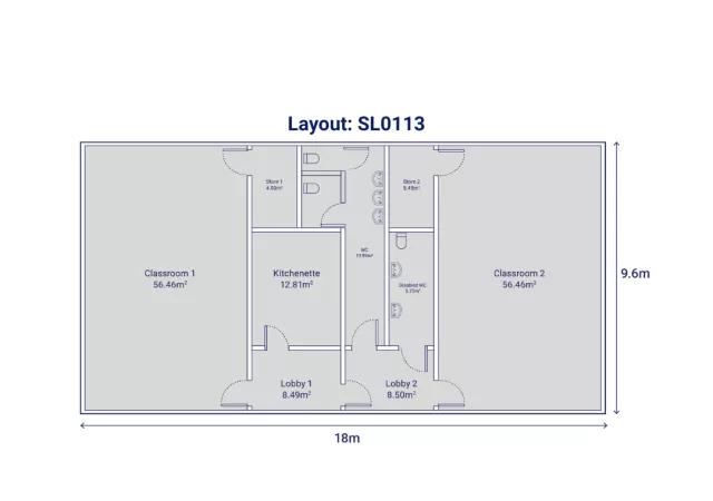 Single-Storey Two Classroom building with toilets